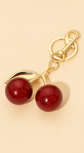 Cherry Glittered Keychain Bag Charm - Red